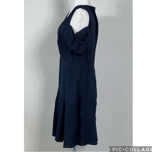 Rebecca Taylor Small Dress Women’s Silk Blue Cold Shoulder Ruffle Shift - Picture 5 of 15